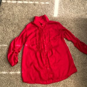 White Stag red medium 8-10 button up shirt with collar